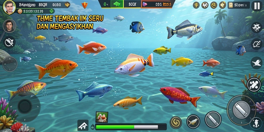 Tampilan gameplay seru dari 8QR saat menembak ikan.