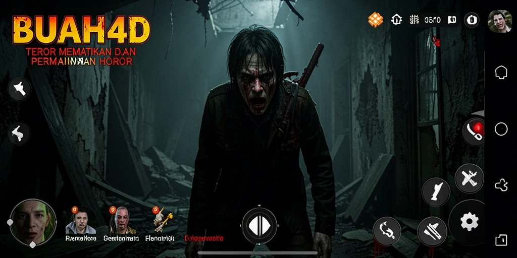 Gambaran gameplay horor BUAH4D yang menegangkan dan mencekam.