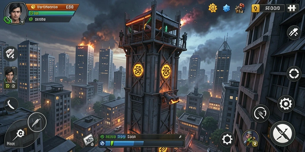 Gameplay seru dari E88 menunjukkan menara yang beraksi melawan gelombang musuh.