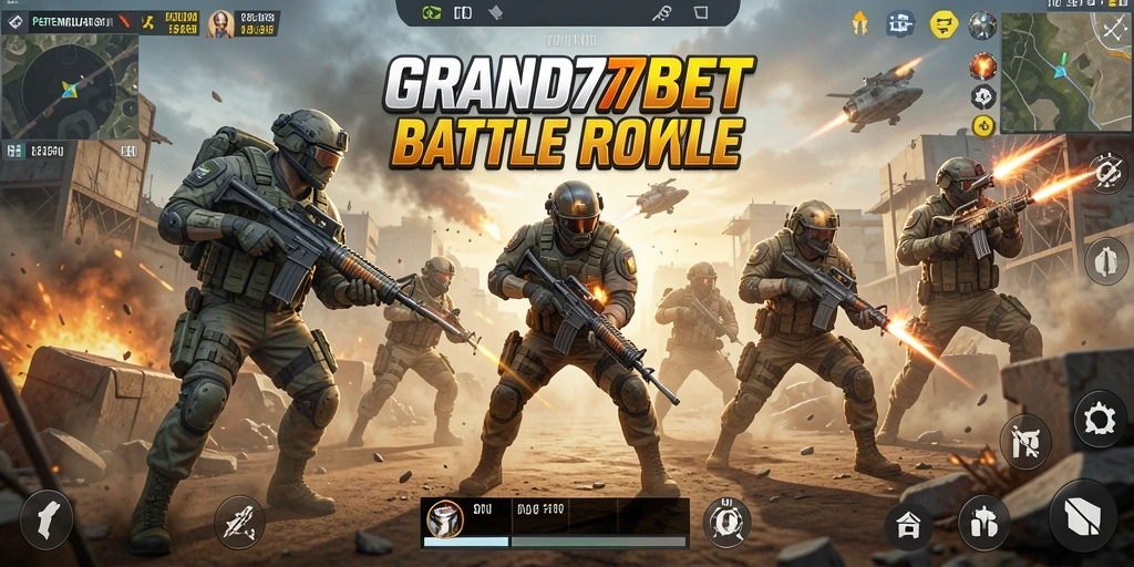 Tampilan gameplay seru dalam pertempuran Battle Royale di GRAND77BET.