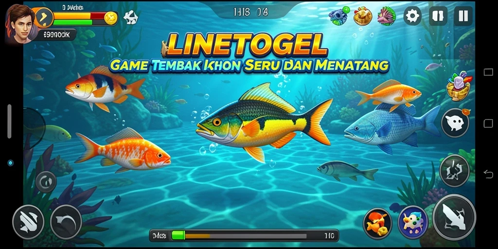 Tampilan gameplay LINETOGEL yang menarik saat menembak ikan.