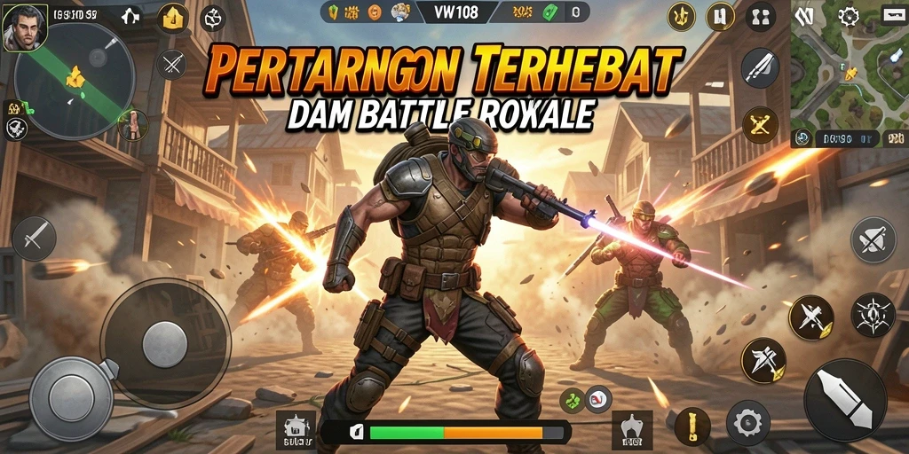 Screenshot menampilkan aksi spektakuler dalam permainan Battle Royale VW108.