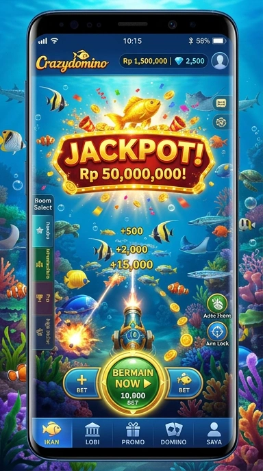 Tampilan antarmuka aplikasi crazydomino yang menarik.
